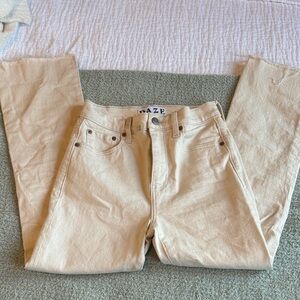Cream High-Rise Straight Jeans